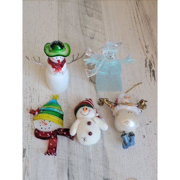 Snowmen variety lot glitter set snow ornament Xmas - Picture 1 of 12